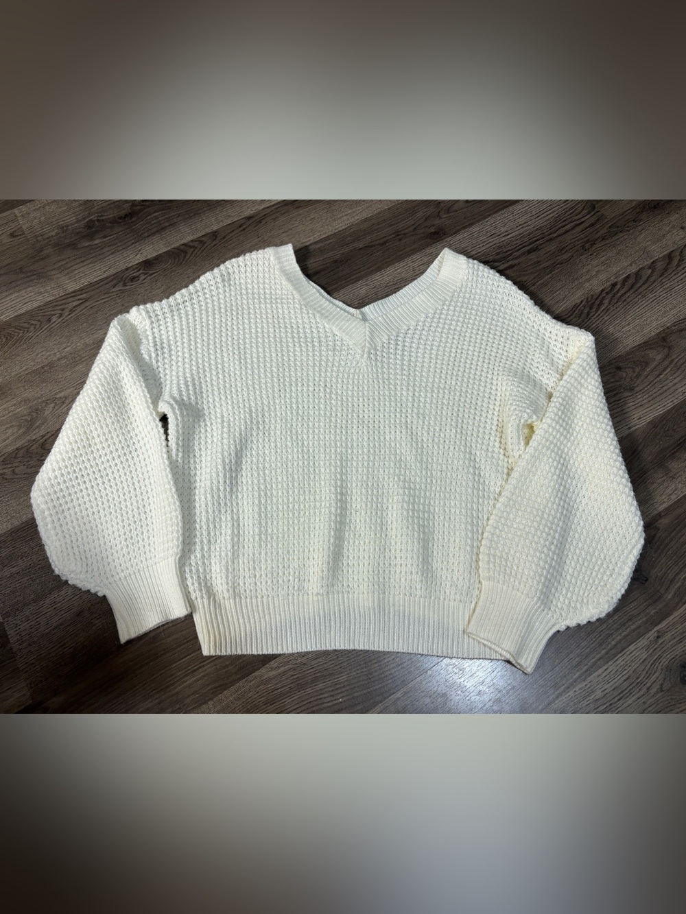 Amazon Women's Cream V-Neck Textured Sweater